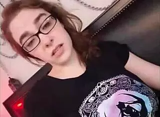 Cute nerd brunette masturbates in panties during hot sexting