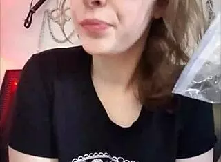 Cute nerd brunette masturbates in panties during hot sexting