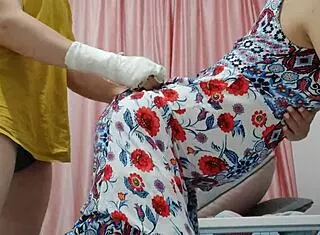 i fuck my horny pregnant wife doggystyle, close up on her small tits