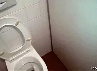 German teen 18+ caught fucking on school toilet hidden cam!