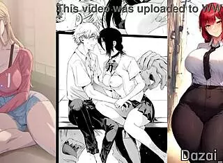 Makima and Denji in intense Chainsaw Man bondage action