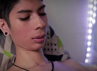 Hot big dick Latino jerks with spit, cums in cup, drips into mouth to swallow own cum