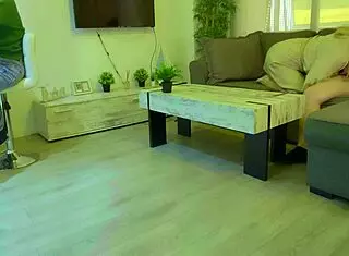 Feeling Excited, I Fuck Stepmother on Sofa While Husband Talks on Phone