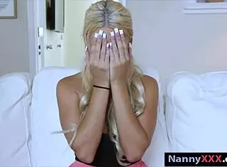 Babysitter Aspen spreads shaved pussy for cock