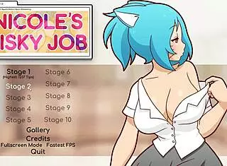 Nicole, why are you fondling your big tits in this risky hentai game to attract customers?