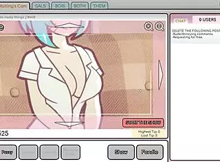 Nicole, why are you fondling your big tits in this risky hentai game to attract customers?