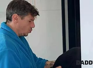 Sexy teen argued with boyfriend, then fucked old man hard