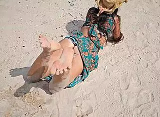 Long Dress No Panties Flashing on Public Beach