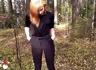 Redhead Girl Sucked and Fucked Hard in Forest