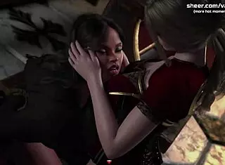 Ebony MILF and blonde teen in interracial anal threesome.