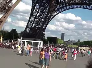 Public sex orgy threesome near Eiffel Tower in Paris France