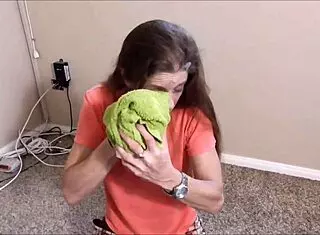 50 year old kristy experiences first facial, deepthroating and getting cum covered