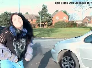 naughty horny babe strips and pisses on street! 😲