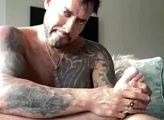 Viktor Rom Plays with His Big Black Cock as Muscular Latino Man Watches