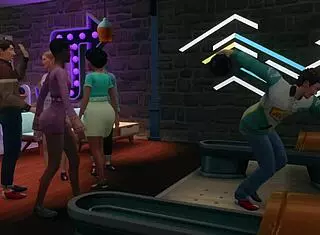 Blonde gets banged in outdoor gangbang at bowling alley