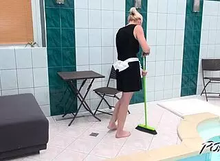 Mature Maid Pays For Indecent Exposure With Her Pretty Cunt