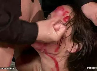 Huge Boobs Slave Gets Facial In Public!