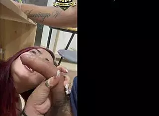 Friend hides under desk for passionate fuck