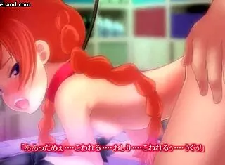 Beautiful red-haired anime character gets into some kinky action