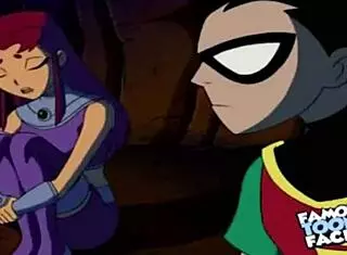 Starfire and Robin engage in doggystyle with fixed audio in hentai anime scene