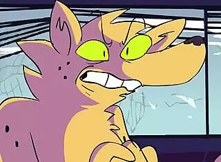 cartoon character on power trip