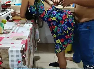 Stepdaughter stuck cooking, but stepdad can't keep hands off her body.