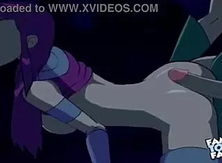 Starfire and Robin engage in doggystyle with fixed audio in hentai anime scene