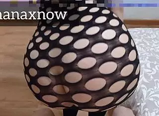 Teen in fishnet endures deepthroat humiliation and facial cumshot.