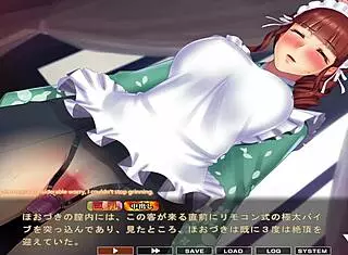 in this hentai game, the crossdressing maid hozuki with big tits serves in scene 2 english