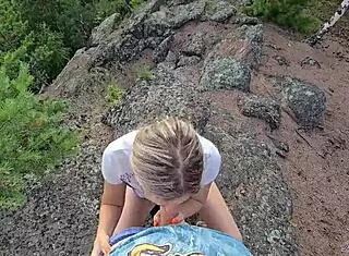Intense Emotions Surge as Milf Sucks Instructor's Cock in Mountain Hiking Cum Extraction