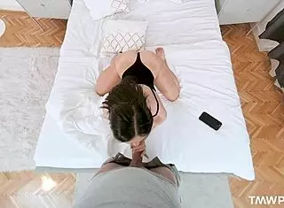 Shrima Malati Receives an Uninvited Guest in Bed for Handjob and Ball Licking