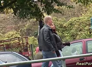 busty milf picked up for outdoor sex