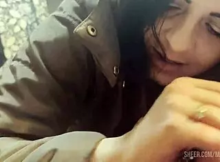 Milfycalla, a lot of cum on brown fur hooded puffer jacket