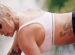 jules jordan has robbin banx deepthroat monster cock during intense fucking workout with big ass