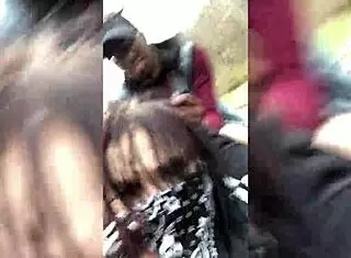 Emo slut rides on tree stump in public with deepthroat and creampie