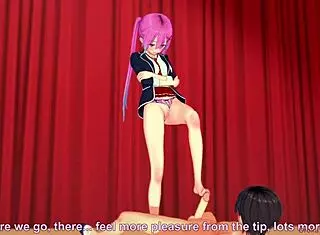 Pink-haired anime girl performs on stage!