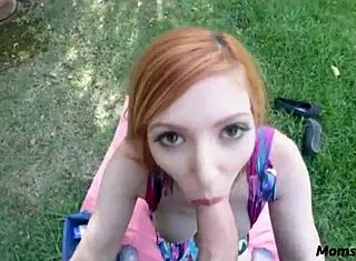 Taboo outdoor sex with redhead stepmom Lauren Phillips