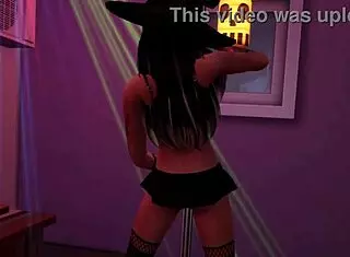 Jozie Dark teases in Halloween costume, stripping slowly for you.