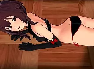 Megumin From Konosuba Wears Bikini For Intense Fucking On The Floor In Uncensored Hentai Version With Shaved Pussy And Cumshot