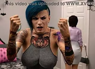 After mom leaves, the emo girl with big tits seduces her bbc stepdad in a sexy outfit