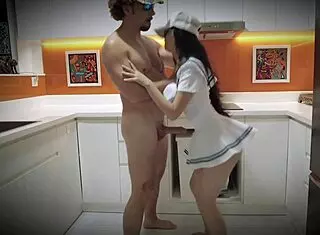 Want to fuck this teen slut in the kitchen?