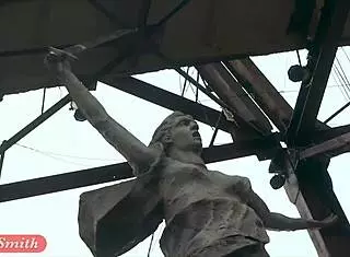 Jeny Smith shows great camel toe and big ass in tight white suit during casting.