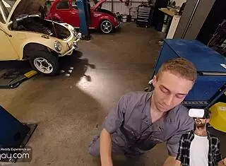 i watched this twink mechanic suck and fuck before his boss came
