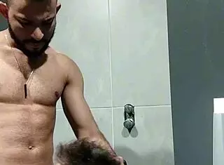 that guy stared at me in the gym, so i took him to the bathroom and made him suck my cock?