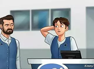 Manager's Daughter Sucks Big Cock Behind Front Desk at Work in Summertime Saga