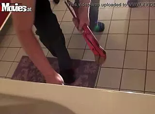 plumber in shower with babe