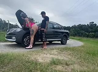 Hot Housewife Pays With Pussy On Street