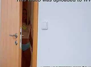 Horny step sister got spied on by her older step brother and then catches him jerking off to the video he made of her