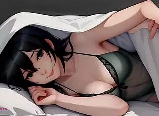 Stepsister's friend sneaks into your bed! She wants your cum on her small 18+ tits in close up pov ai!