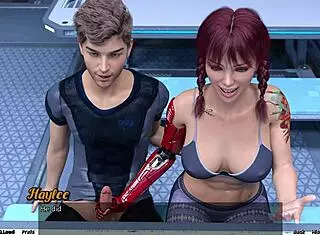 Stranded In Space: Mature Character Gives Public Handjob To Big Cock